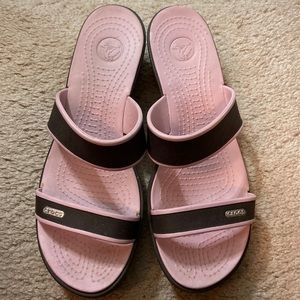 Women’s Crocs Sandals - Size 10 - Pink and Brown